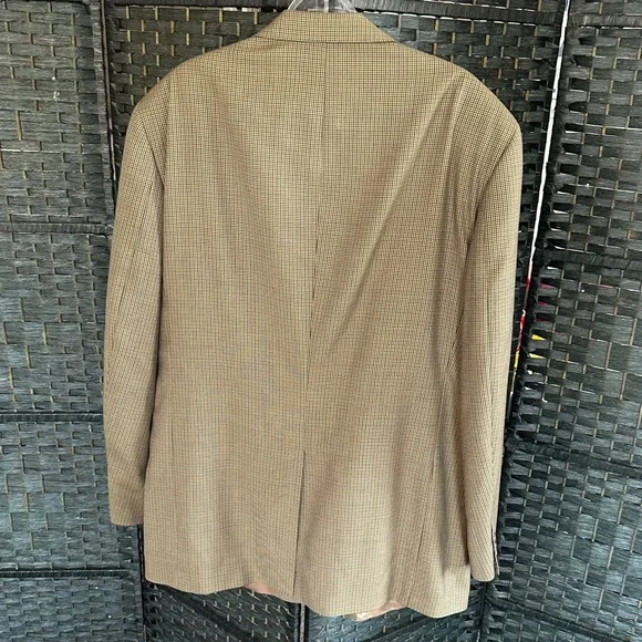 Stafford Beige Checkered Blazer 46L 46Long - Picture 3 of 6